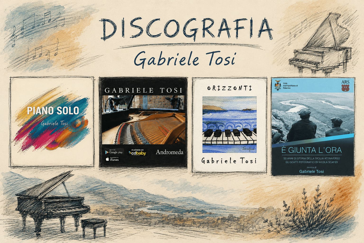Discografia e spartiti per pianoforte di Gabriele Tosi